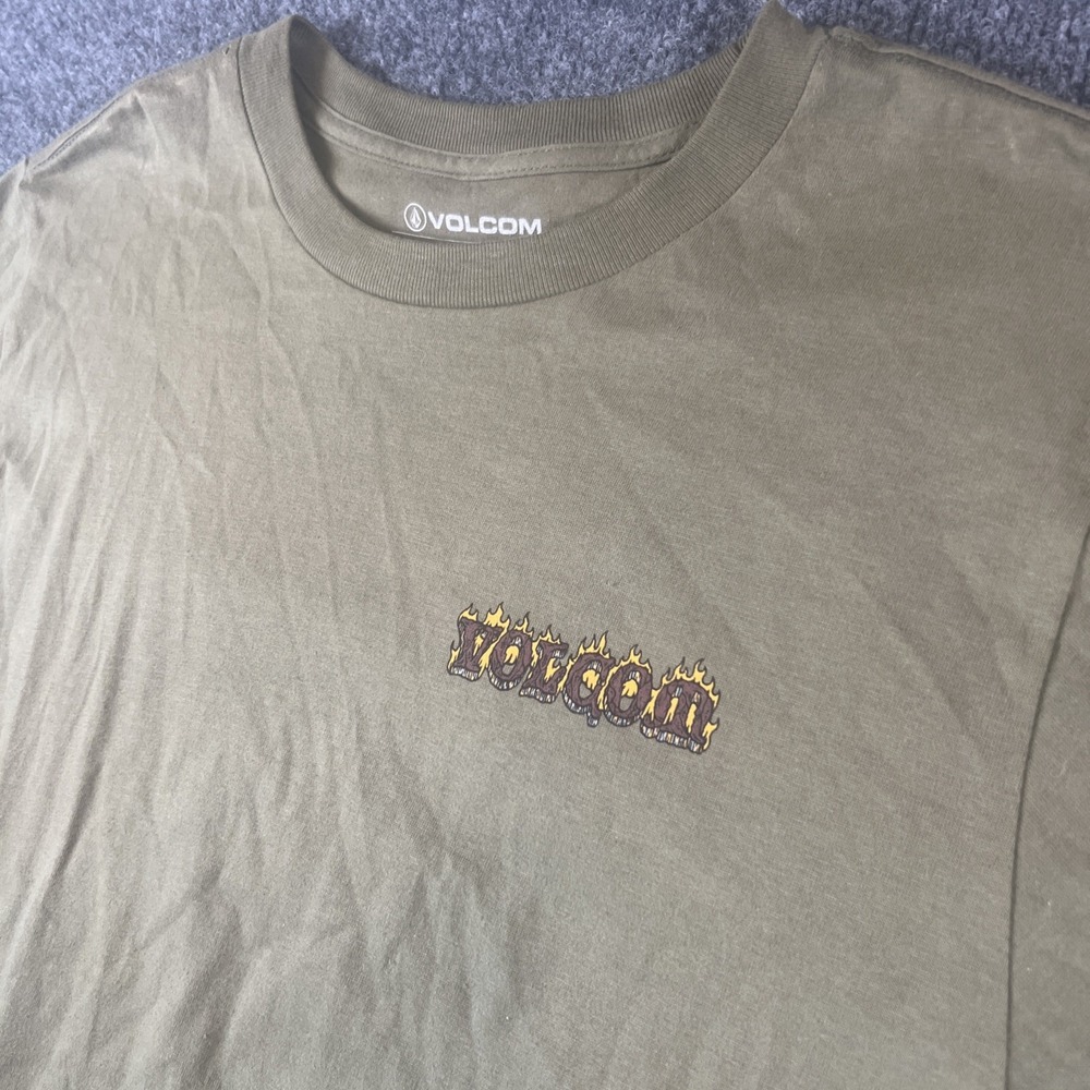 Volcom Dragon Graphic‎ Olive Green T Shirt Size M Fantasy Skater, Surfer READ